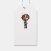 興奮した10代のクリスマス小妖精や小人ホワイトギフトラベル ギフトタグ (正面)