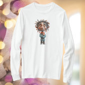 興奮した10代のクリスマス小妖精や小人女子ティー Tシャツ