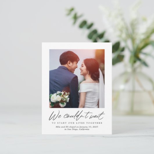 興奮し過ぎる編集可能結婚カラーの発表 ポストカード (スタンド正面)