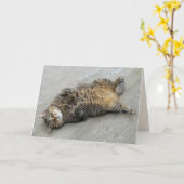 興奮すごい猫誕生日カード カード (黄色い花)