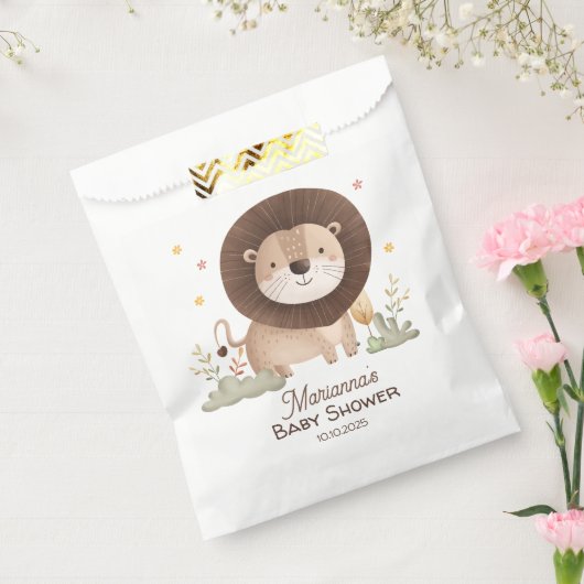 興奮に燃える可愛いライオンの赤ちゃんシャワー フェイバーバッグ (封をした状態)