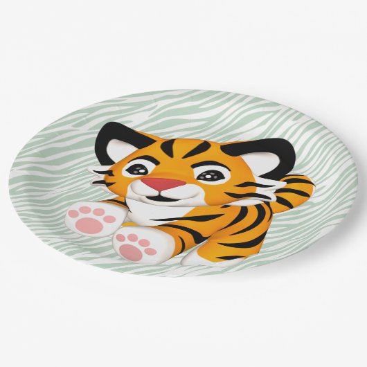 興奮のプレートと野生ベビートラ ペーパープレート (アングル)