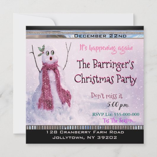 興奮ハッピースノーギリークリスマスパーティー 招待状 (正面)