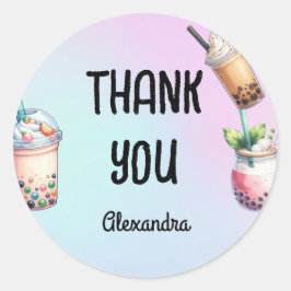 興奮ボバ茶の誕生日で泡立つ ラウンドシール