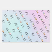 興奮ボバ茶の誕生日で泡立つ ラッピングペーパーシート (正面3)