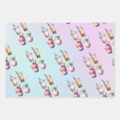 興奮ボバ茶の誕生日で泡立つ ラッピングペーパーシート (正面2)