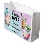 興奮ボバ茶の誕生日で泡立つ ラージペーパーバッグ (正面アングル)