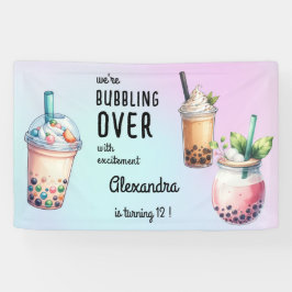 興奮ボバ茶の誕生日で泡立つ 横断幕