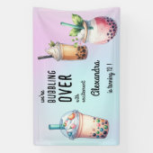 興奮ボバ茶の誕生日で泡立つ 横断幕 (縦)