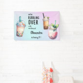 興奮ボバ茶の誕生日で泡立つ 横断幕 (インサイチュ)