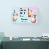 興奮ボバ茶の誕生日で泡立つ 横断幕 (トレードショー)