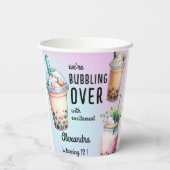 興奮ボバ茶の誕生日で泡立つ 紙コップ (裏面)