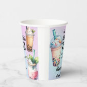 興奮ボバ茶の誕生日で泡立つ 紙コップ (右)