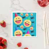 興奮Happy YAY絵文字inパーティーハットホリデーポス スタンダードカクテルナプキン (インサイチュ)