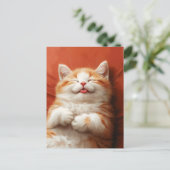 舌おもしろいを出して眠る猫 ポストカード (スタンド正面)