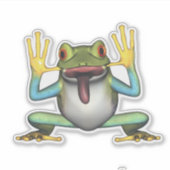 舌おもしろいを突き出したカエル シール (正面)