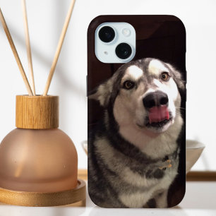 舌からかえるアラスカンマラム写真 iPhone 15ケース