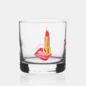 舌に赤い口紅と名前をカスタムする ウイスキーグラス (正面)