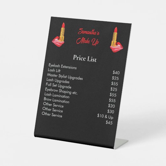 舌に赤い口紅と名前をカスタムする 台座サイン (正面)