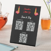 舌に赤い口紅 カスタム名付きブラック 台座サイン (インサイチュ)