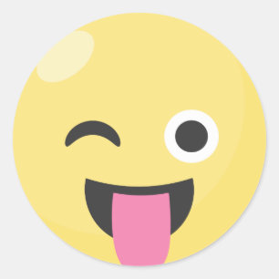 舌にEmojiの間抜けなステッカーをまばたきさせます ラウンドシール