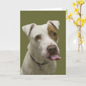 舌のバースデー・カードを突き出ている犬 カード (黄色い花)