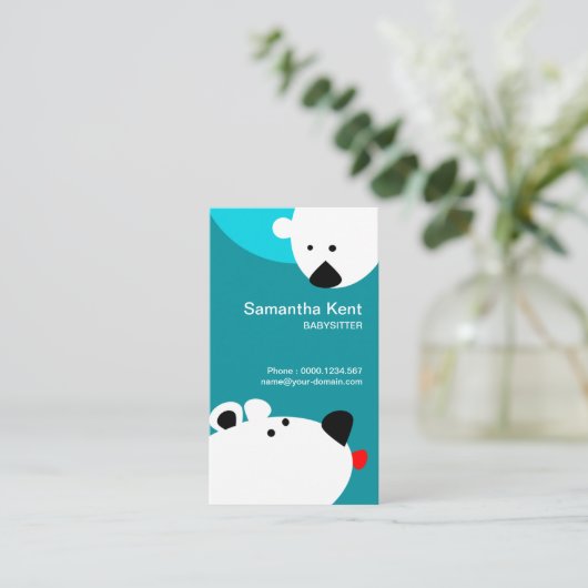 舌のベビーシッターをすることを突き出ているかわいい白くま 名刺 (スタンド正面)