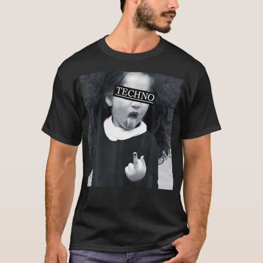 舌の中指を持つテクノの子ども Tシャツ (正面)