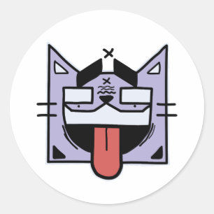 舌の付いた猫 ラウンドシール