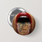 舌の入れ墨のデザイン 缶バッジ (正面&裏面)