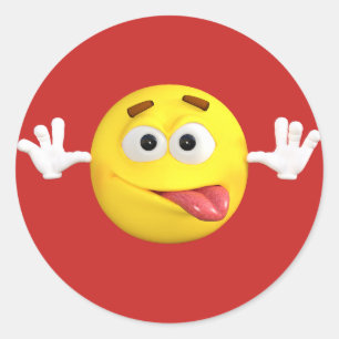 舌の悩むことを突き出る顔Emoji ラウンドシール