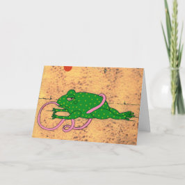 舌の挨拶状につまずいているカエル カード