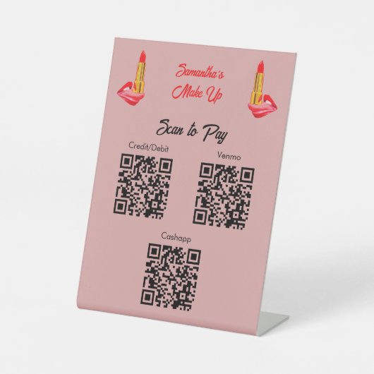 舌の赤い口紅と名前をカスタムする 台座サイン (正面)