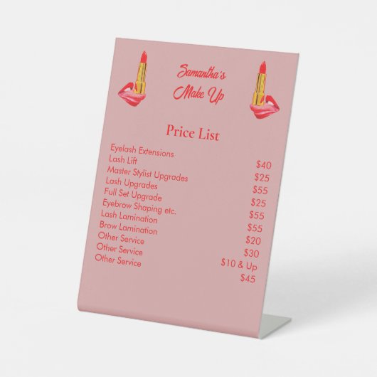 舌の赤い口紅と名前をカスタムする 台座サイン (正面)