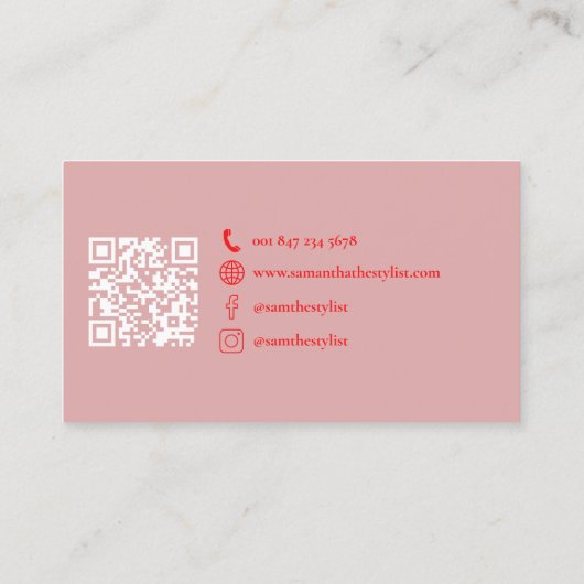 舌の赤い口紅と名前をカスタムする 名刺 (裏面)