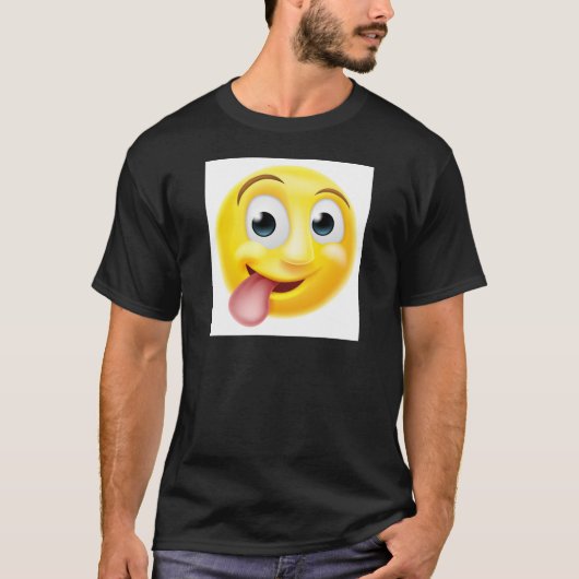 舌のEmojiの顔文字を突き出ること Tシャツ (正面)