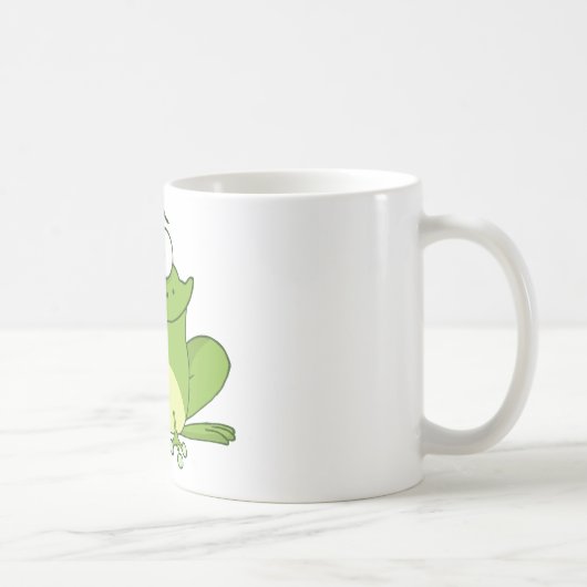 舌をつるすカエルのマンガのキャラクタ コーヒーマグカップ (右)