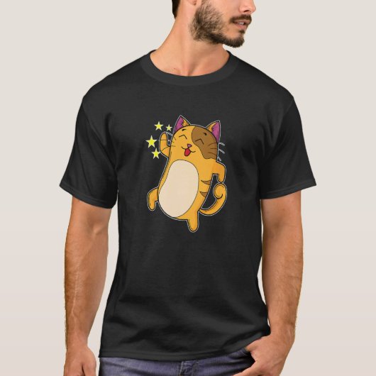 舌を出したまま踊る猫 Tシャツ (正面)