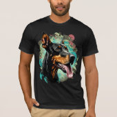 舌を出したドバーマン犬 Tシャツ (正面)