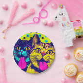 舌を出した猫 ペーパープレート (パーティー)