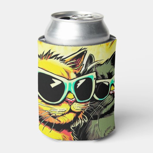 舌を出した猫 缶クーラー (缶正面)