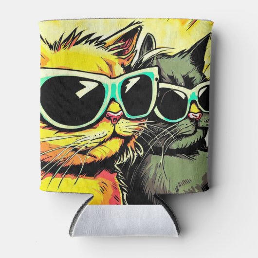 舌を出した猫 缶クーラー (正面)