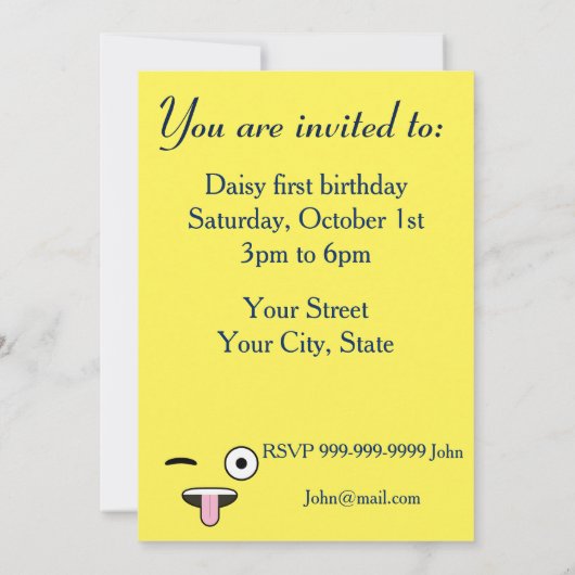 舌を出した絵文字 招待状 (裏面)