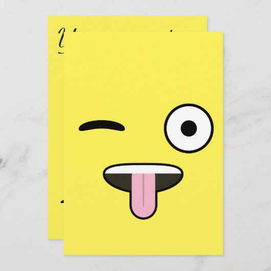 舌を出した絵文字 招待状 (正面/裏面)