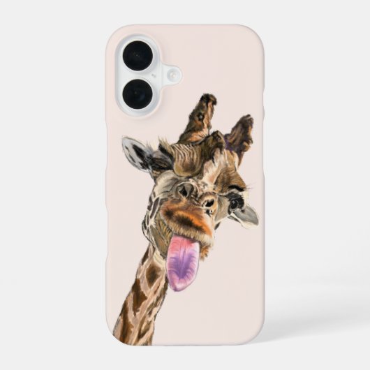 舌を出した遊び心のあるキリン iPhone 16ケース (裏面)