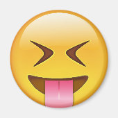 舌を出して目を堅く閉じた顔 マグネット (正面)