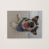 舌を搭載するかわいいコーギー ジグソーパズル (横)