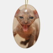 舌を搭載するかわいいsphynxの子ネコ セラミックオーナメント (左)