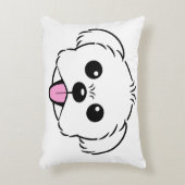 舌を突き出したかわいい白いビコンフリーズ犬 アクセントクッション (正面(垂直))