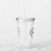 舌を突き出したかわいい白いビコンフリーズ犬 アクリルタンブラー (左)